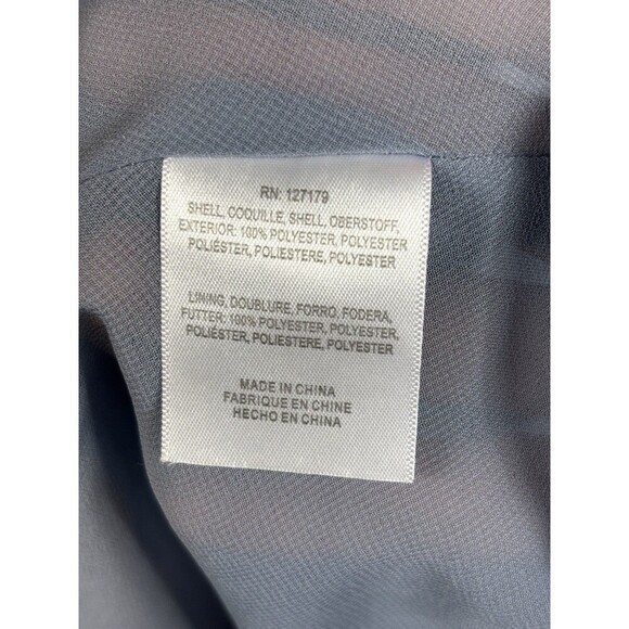 Jenny Yoo Bridesmaid Dress Maxi Pebbled Crepe Chambray Blue Grey 10 Sheer - Picture 8 of 10